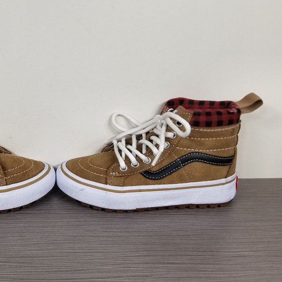 Vans Kids Sk8 Hi MTE 1 Skate Shoe  Brown / Plaid Suede, Little Kid Size 11 - Picture 9 of 13